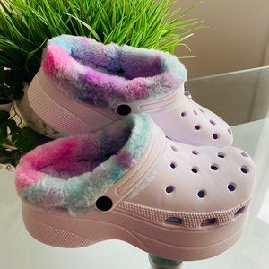 "Taylor" Fur Lined Platform Clogs- White